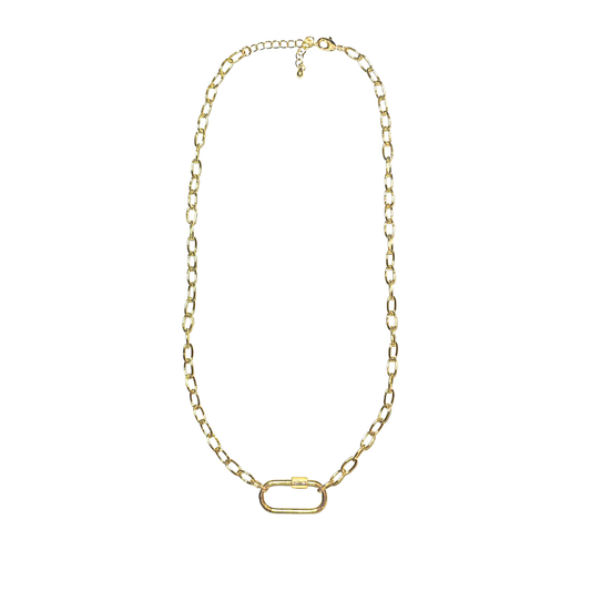 Gold chain necklace on a white background