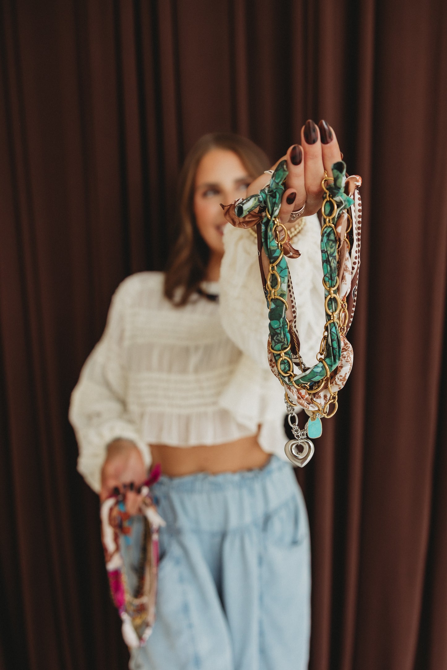 Homegrown Green Scarf Wrap Necklace