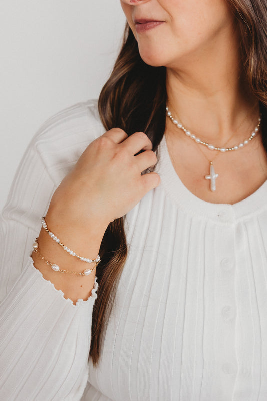 The Golden Days Collection - Pearl Chain Bracelet