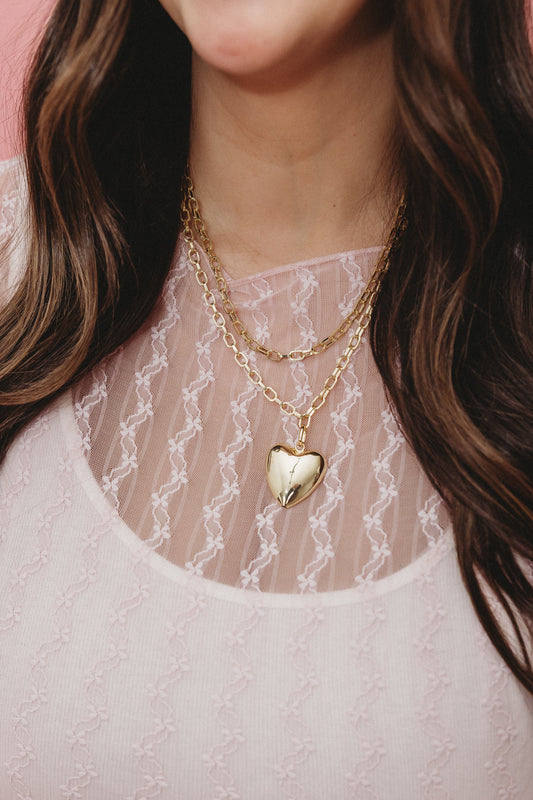 More Than A Crush Gold-Filled Layered Necklace | Chunky Chain & Heart Pendant