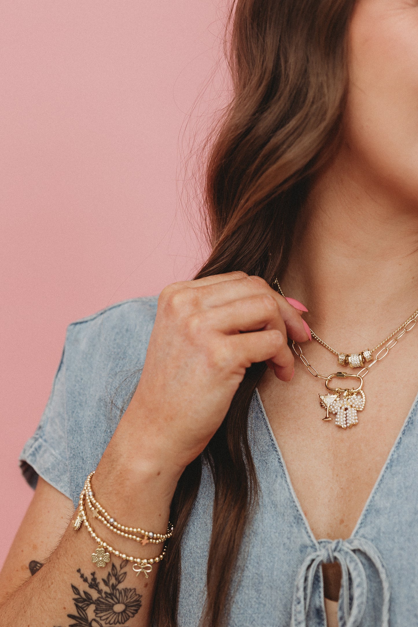 CREATE YOUR OWN - OVAL CARABINER CHARM NECKLACE