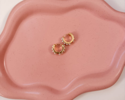 Vivienne Pearl Huggie Earrings