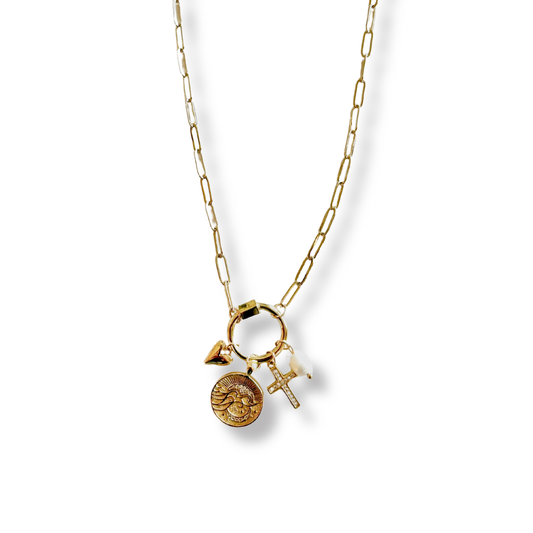 Redeemed Christian Charm Necklace | Gold-Filled Carabiner Necklace with Gospel Charms