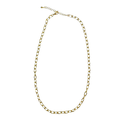 Gold chain necklace on a white background