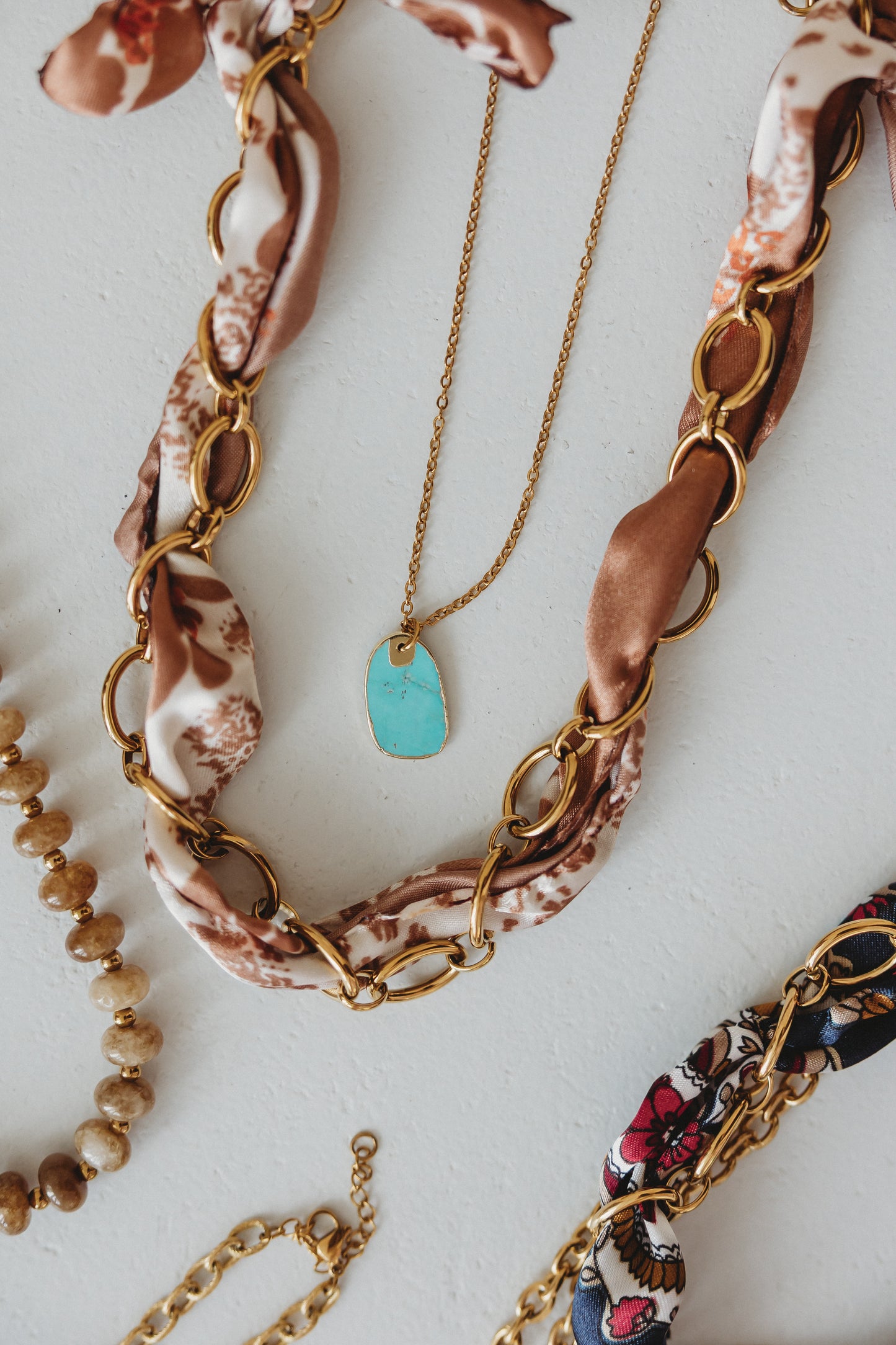 Backroads Brown Scarf Wrap Necklace