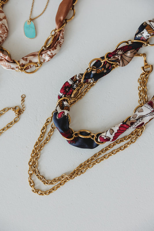 Meet Me at Midnight Navy Scarf Wrap Necklace