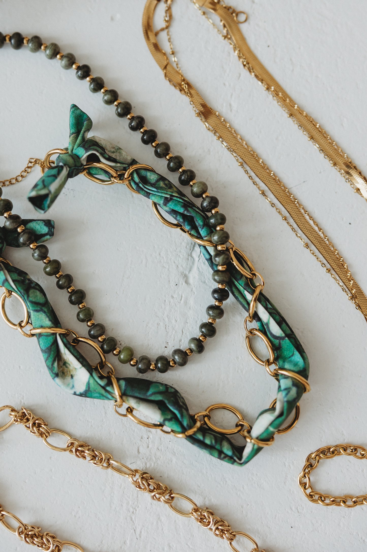 Homegrown Green Scarf Wrap Necklace