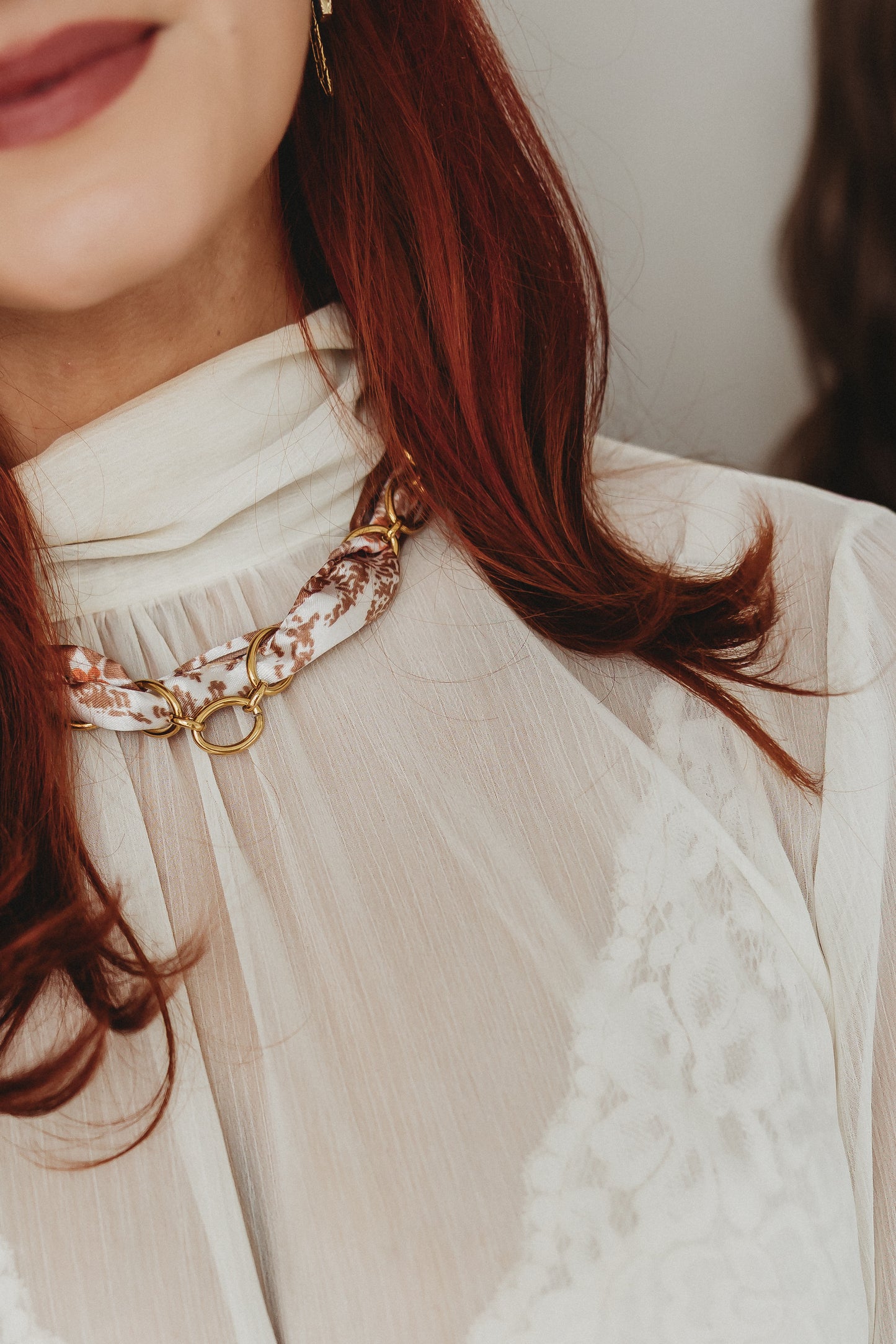 Backroads Brown Scarf Wrap Necklace