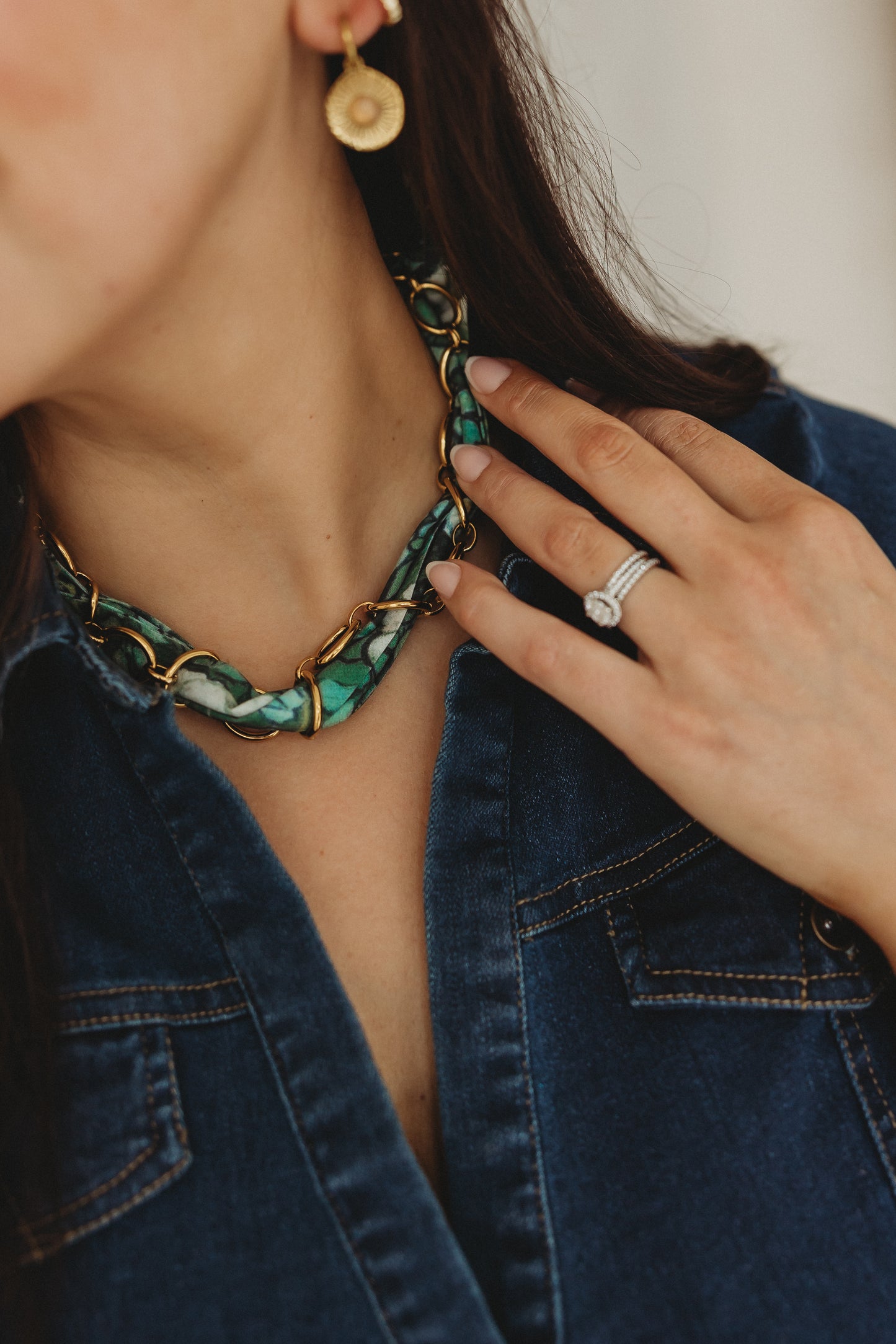 Homegrown Green Scarf Wrap Necklace