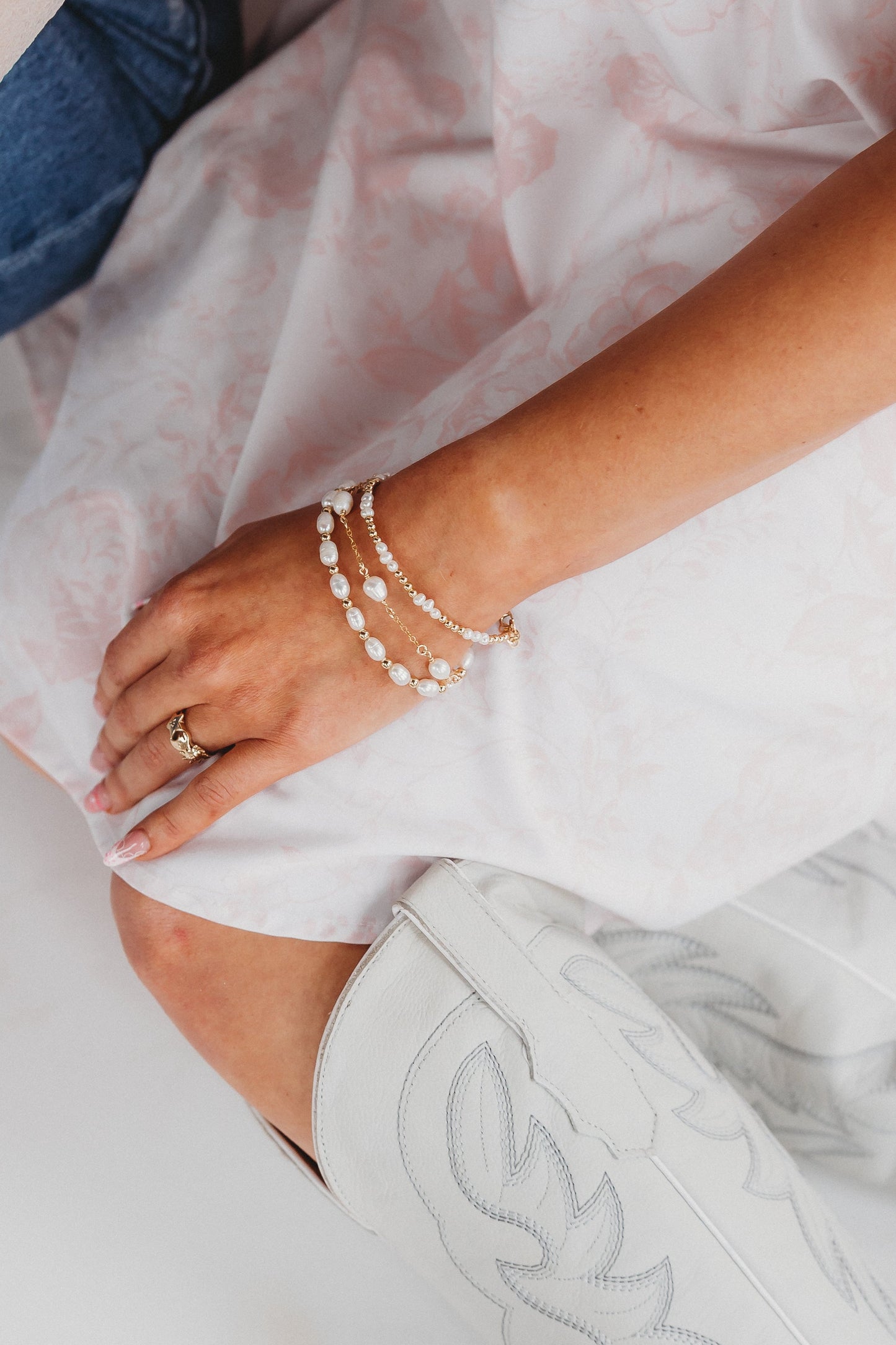 The Golden Days Collection - Large Beaded Pearl Bracelet