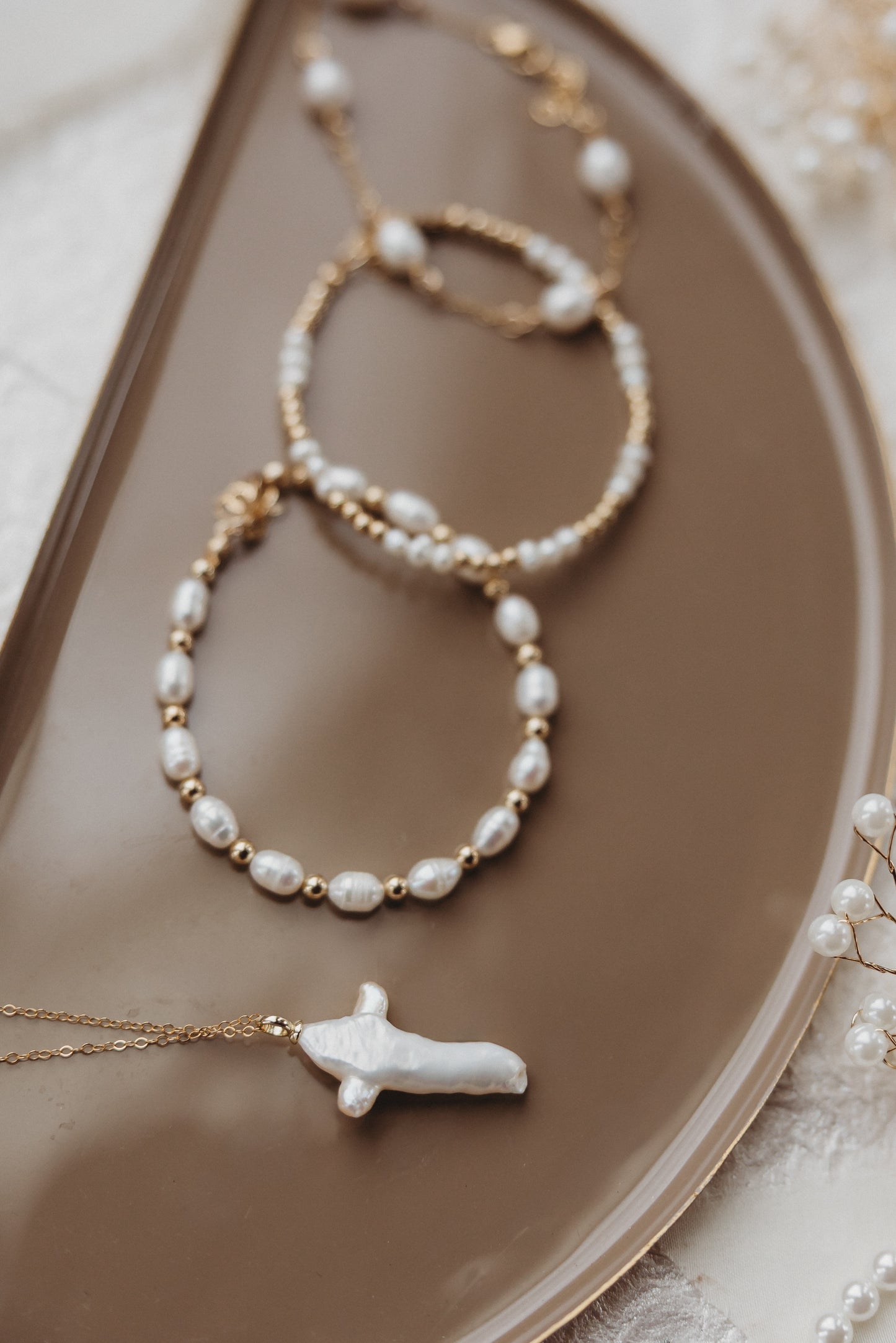 The Golden Days Collection - Large Beaded Pearl Bracelet