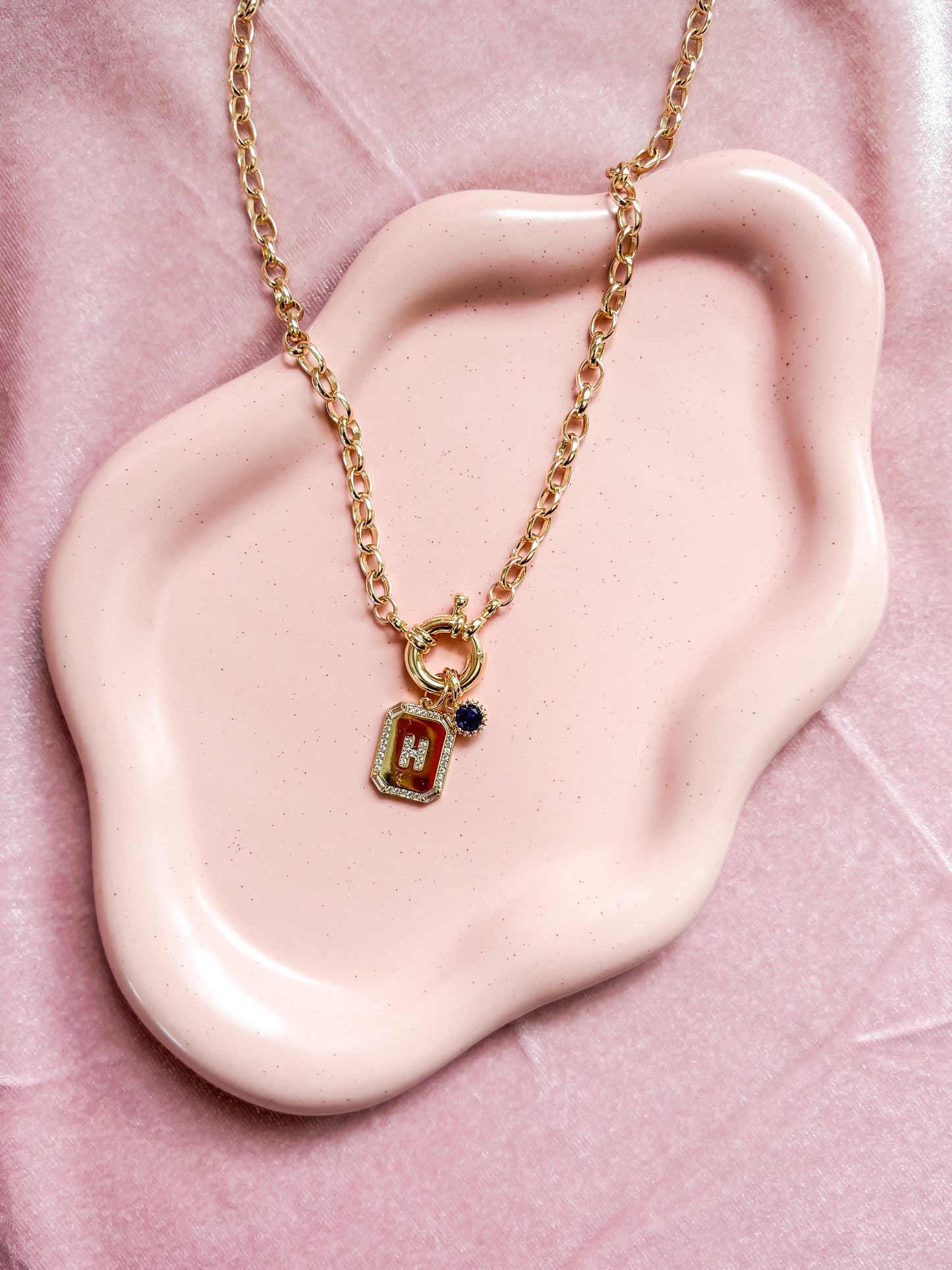 Birthstone + Initial Necklace