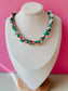 Pink Palm Braided Scarf Necklace