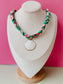 Pink Palm Braided Scarf Necklace