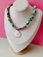 Pink Palm Braided Scarf Necklace