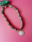 Pink Palm Braided Scarf Necklace