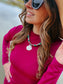 Pink Palm Braided Scarf Necklace