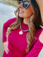 Pink Palm Braided Scarf Necklace
