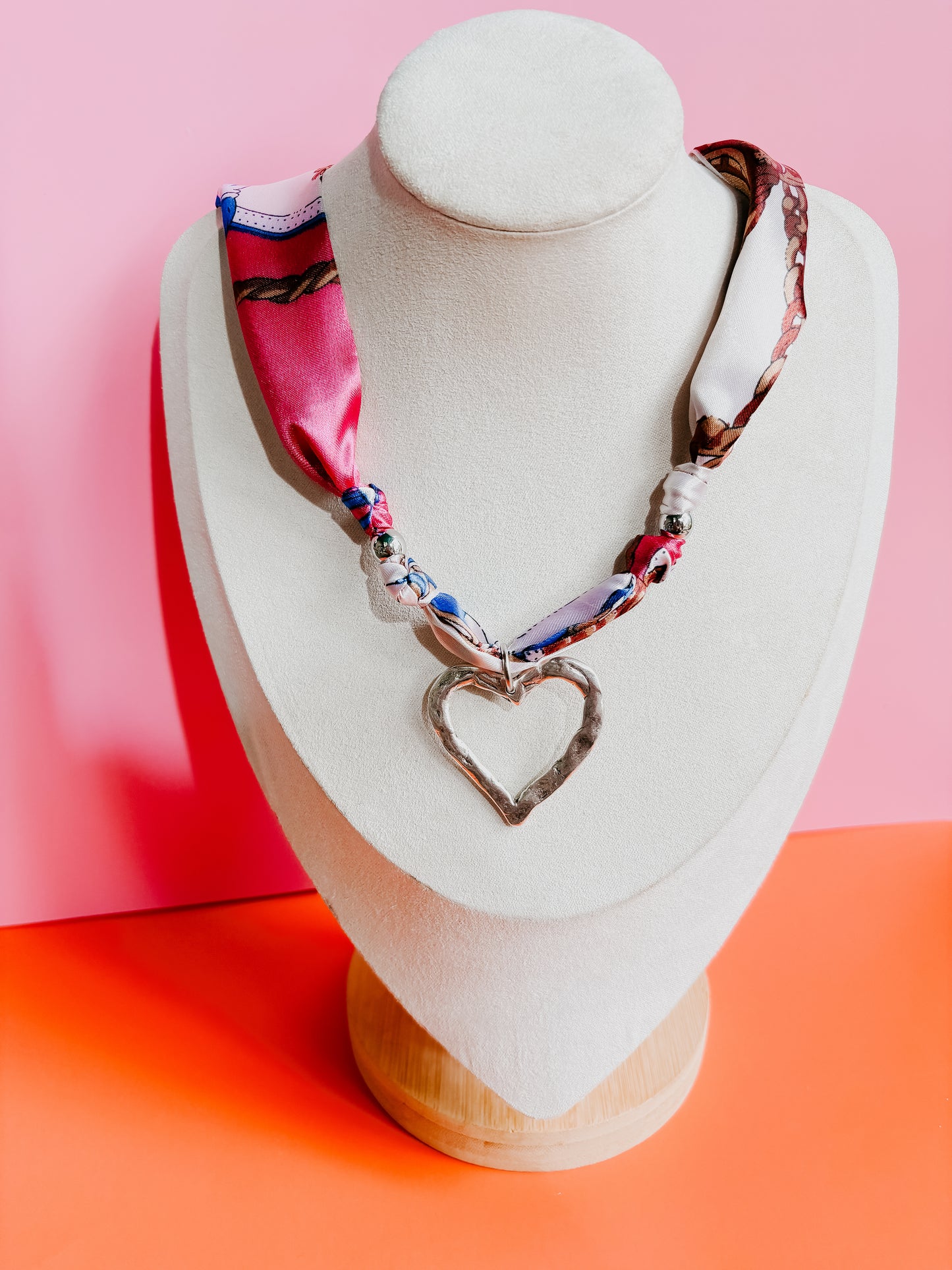 Wild Rose Pink Scarf Necklace
