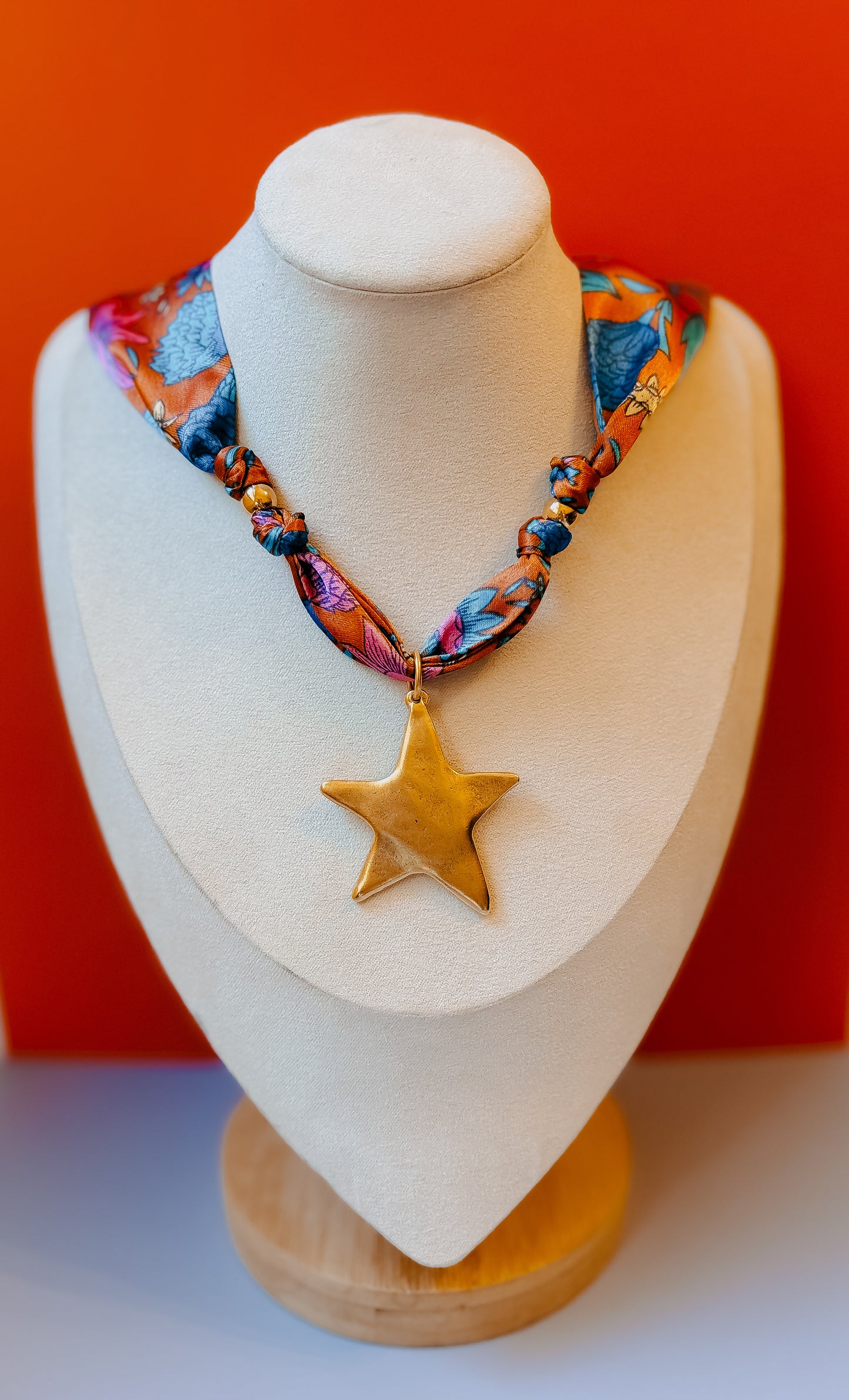 Picking Wildflowers Rust Scarf Necklace