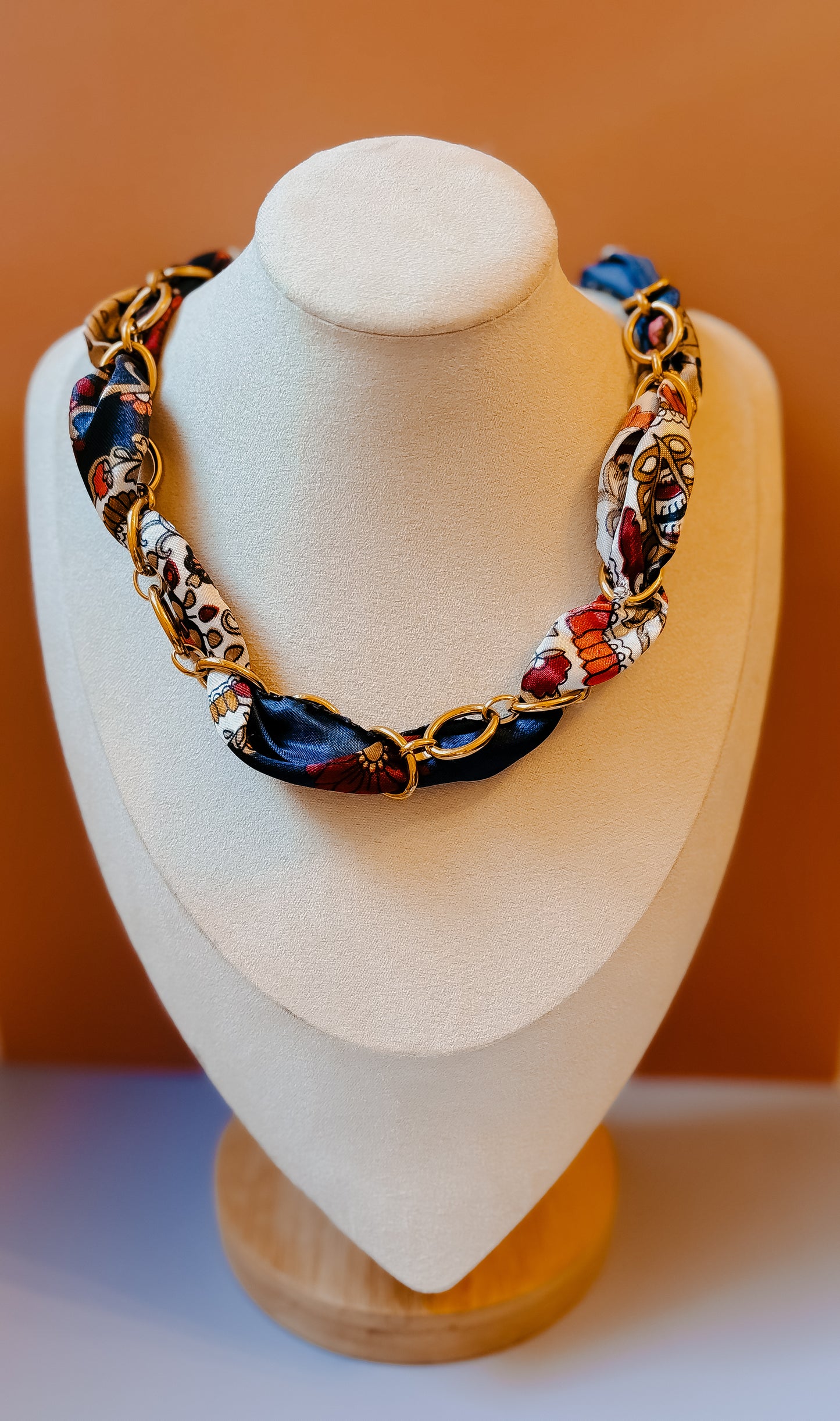 Meet Me at Midnight Navy Scarf Wrap Necklace