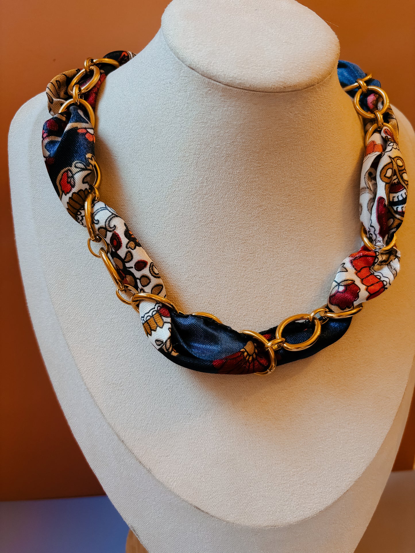 Meet Me at Midnight Navy Scarf Wrap Necklace