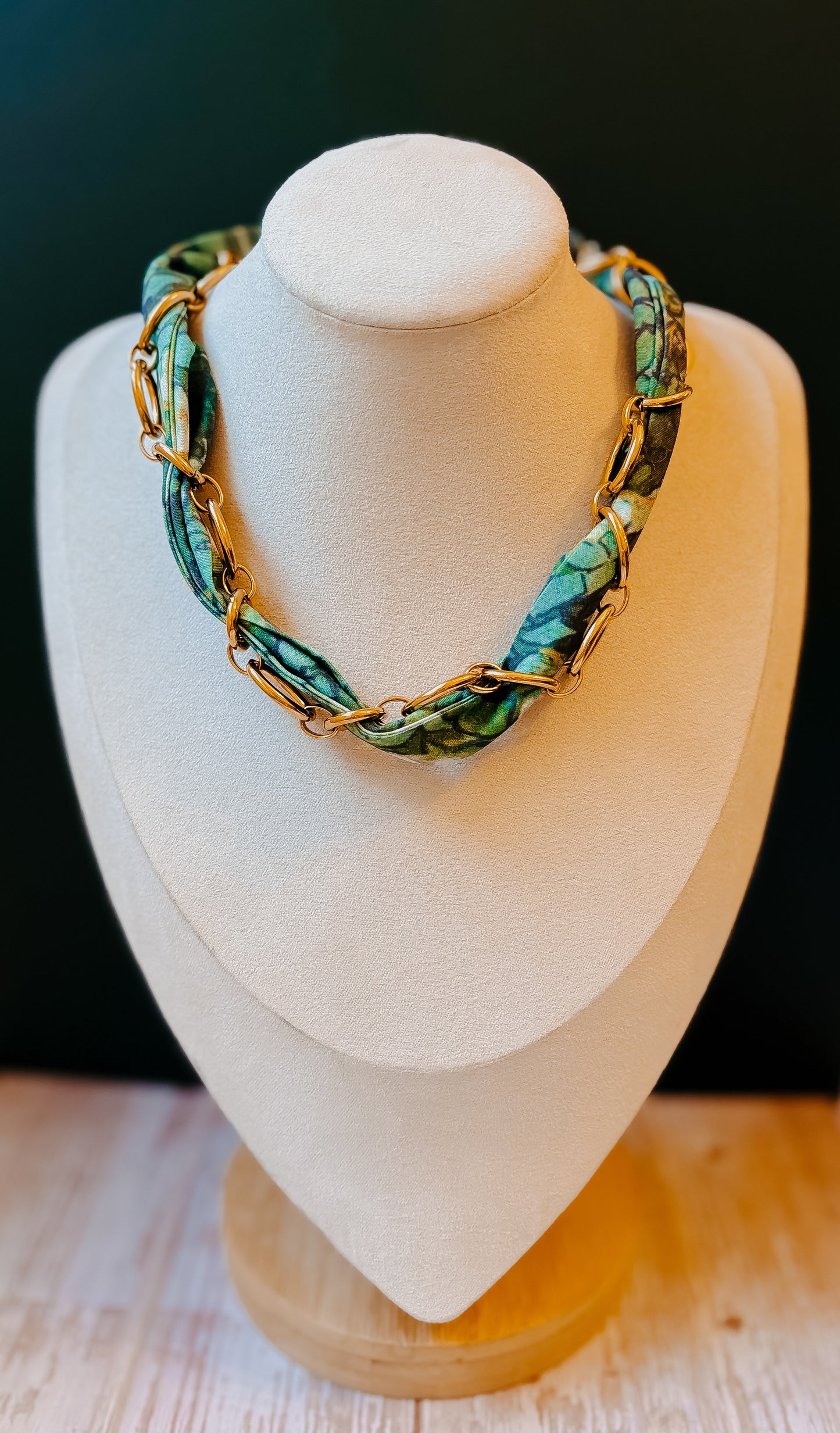 Homegrown Green Scarf Wrap Necklace