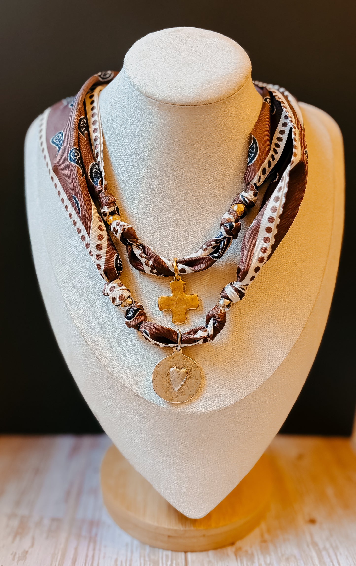 Timber + Smoke Brown Scarf Necklace