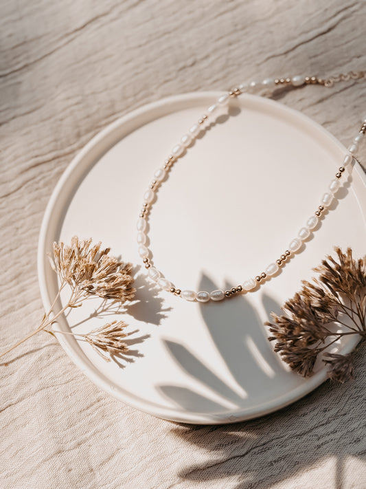 The Golden Days Collection - Large Beaded Pearl Necklace