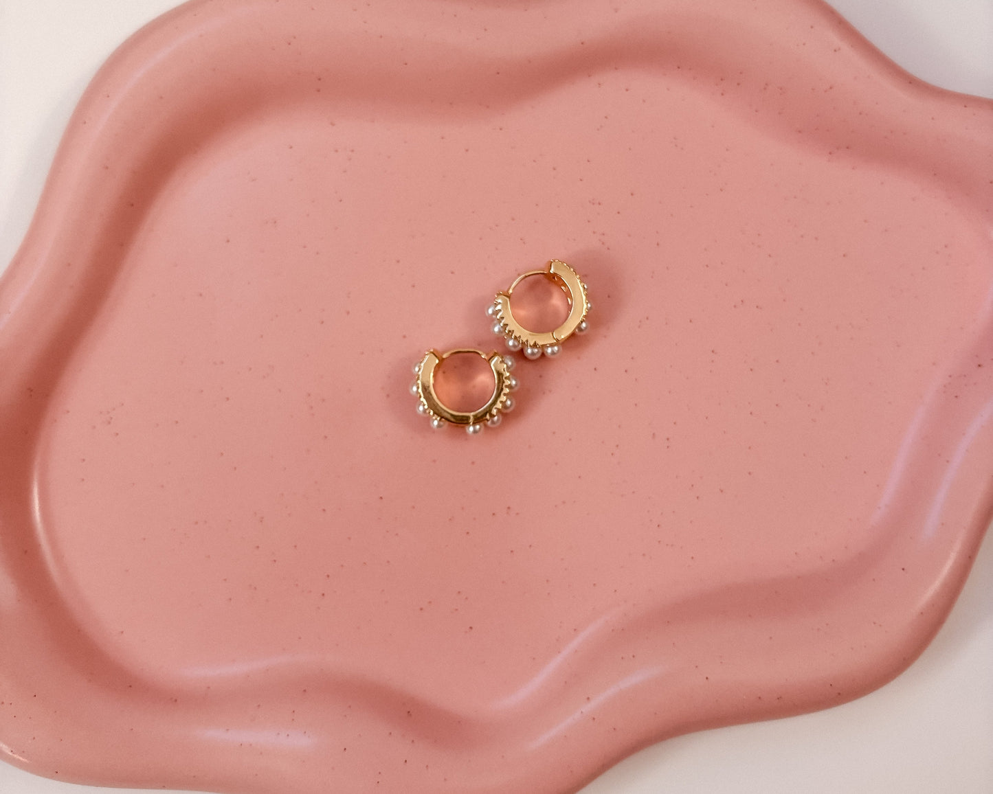 Vivienne Pearl Huggie Earrings