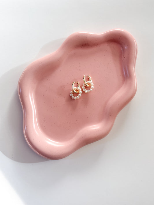 Danielle Pearl Loop Huggie Earrings