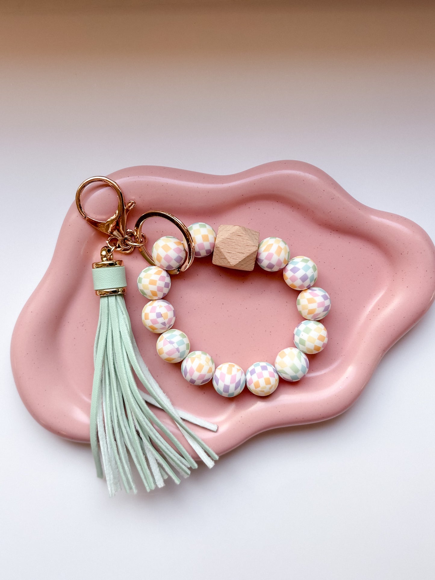 Wristlet Keychain - Multicolor Checker