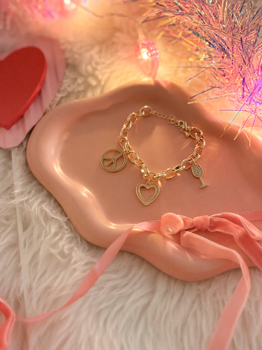 Girl Gang Galentine's Collection - Peace, Love, Wine Bracelet