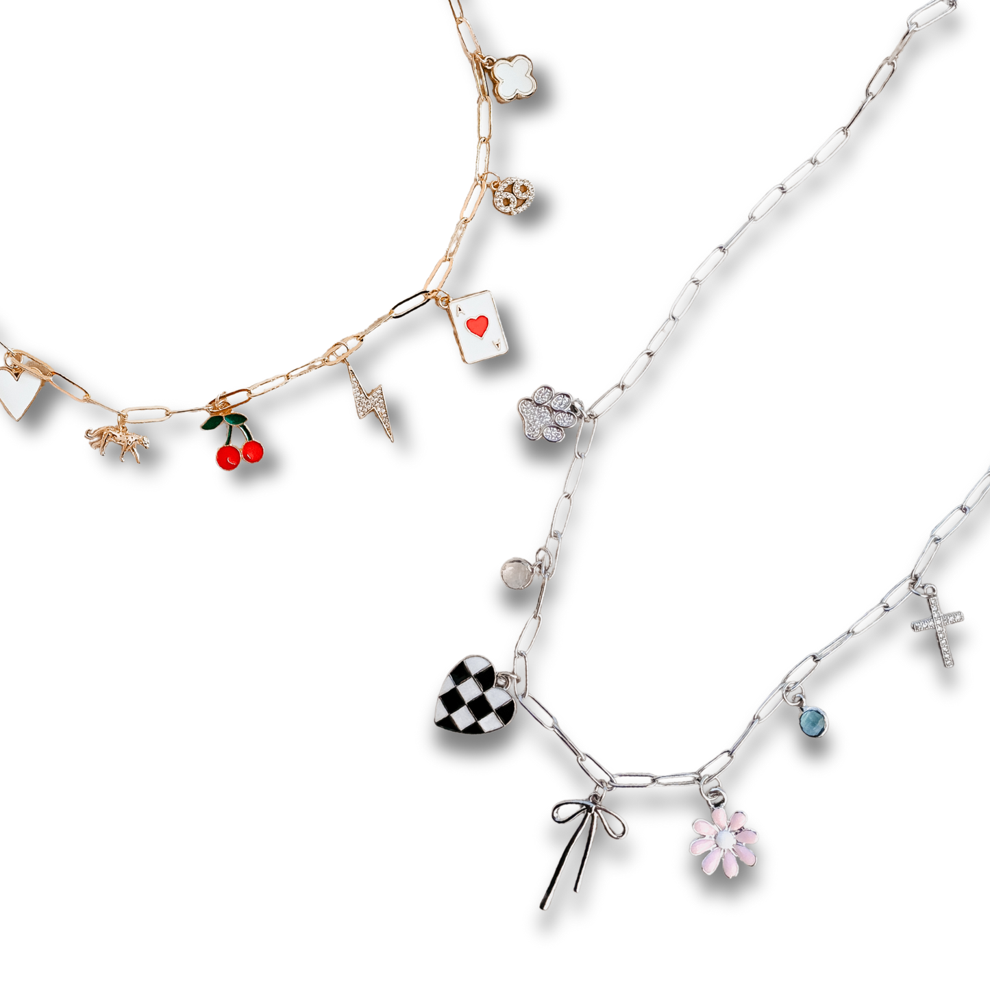 CREATE YOUR OWN - THIN PAPERCLIP CHARM NECKLACE